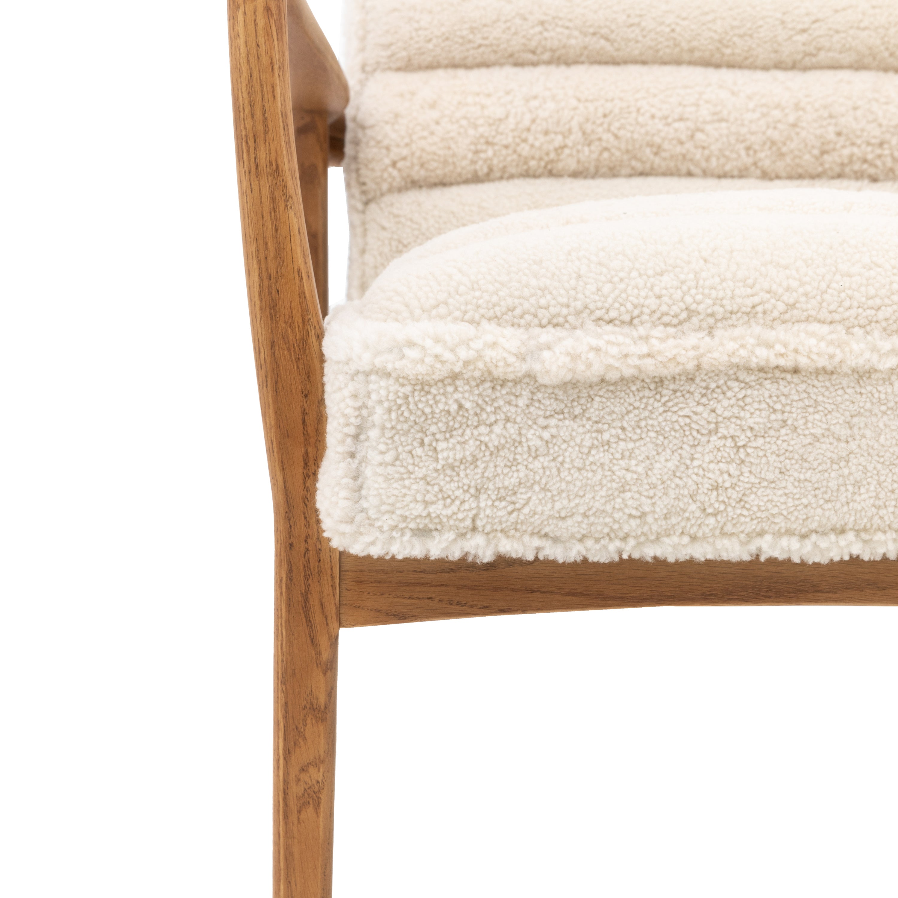 Langham Cream Sheepskin & Oak Wood Armchair